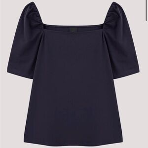 Ann Taylor Dark Blue Puff Sleeve Blouse